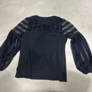 SHEIN Black Sheer Sleeve Blouse